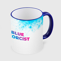 Кружка 3D Blue Exorcist neon gradient style: надпись и симво, цвет: 3D-синий кант