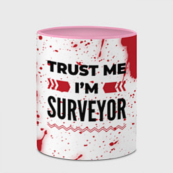 Кружка 3D Trust me Im surveyor white, цвет: 3D-белый + розовый — фото 2