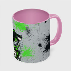 Кружка 3D Slipknot скелет green, цвет: 3D-белый + розовый