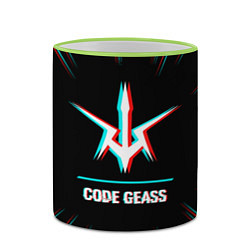 Кружка 3D Символ Code Geass в стиле glitch на темном фоне, цвет: 3D-светло-зеленый кант — фото 2