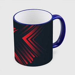 Кружка 3D Красный символ Need for Speed на темном фоне со ст, цвет: 3D-синий кант