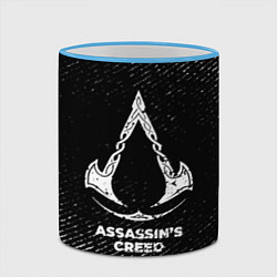 Кружка 3D Assassins Creed с потертостями на темном фоне, цвет: 3D-небесно-голубой кант — фото 2