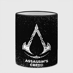 Кружка 3D Assassins Creed с потертостями на темном фоне, цвет: 3D-черный кант — фото 2