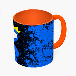Кружка 3D Радужные друзья Синий - брызги краски, цвет: 3D-белый + оранжевый