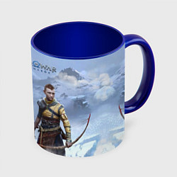 Кружка 3D God of war ragnarok-God of War: Рагнарёк, цвет: 3D-белый + синий