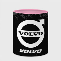 Кружка 3D Volvo speed на темном фоне со следами шин, цвет: 3D-белый + розовый — фото 2