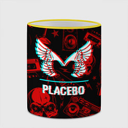 Кружка 3D Placebo rock glitch, цвет: 3D-желтый кант — фото 2