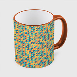Кружка 3D Абстрактный мозаичный узор, цвет: 3D-оранжевый кант