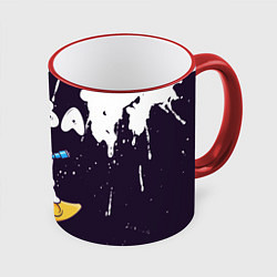 Кружка 3D Вова космонавт отдыхает на Луне, цвет: 3D-красный кант