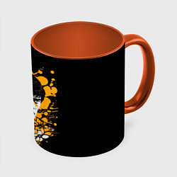 Кружка 3D Брюс Ли в стиле поп арт, цвет: 3D-белый + оранжевый