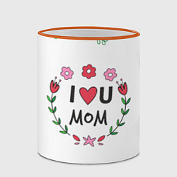 Кружка 3D I love you Mom - Люблю тебя Мама, цвет: 3D-оранжевый кант — фото 2