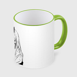 Кружка 3D Пауэр с язычком - Человек бензопила, цвет: 3D-светло-зеленый кант