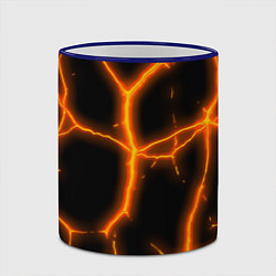 Кружка 3D Оранжевые неоновые трещины, цвет: 3D-синий кант — фото 2