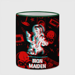 Кружка 3D Iron Maiden rock glitch, цвет: 3D-зеленый кант — фото 2