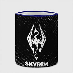 Кружка 3D Skyrim с потертостями на темном фоне, цвет: 3D-синий кант — фото 2