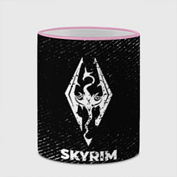 Кружка 3D Skyrim с потертостями на темном фоне, цвет: 3D-розовый кант — фото 2