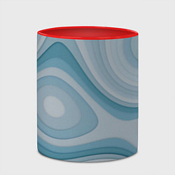 Кружка 3D Волнообразные синие текстуры, цвет: 3D-белый + красный — фото 2