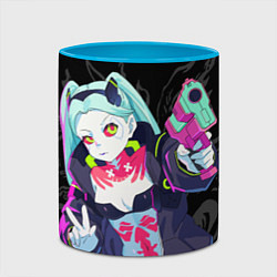 Кружка 3D Ребекка: Cyberpunk, цвет: 3D-белый + небесно-голубой — фото 2
