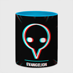 Кружка 3D Символ Evangelion в стиле glitch на темном фоне, цвет: 3D-белый + небесно-голубой — фото 2