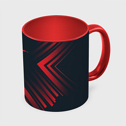 Кружка 3D Красный символ Counter Strike на темном фоне со ст, цвет: 3D-белый + красный