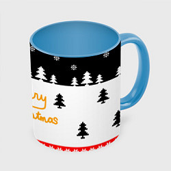 Кружка 3D Merry christmas - Санта Клаус, цвет: 3D-белый + небесно-голубой