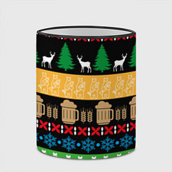 Кружка 3D Новогодний узор с пивом, цвет: 3D-черный кант — фото 2