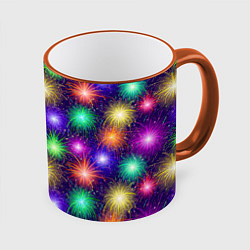 Кружка 3D Праздничный салют - фейерверк, цвет: 3D-оранжевый кант