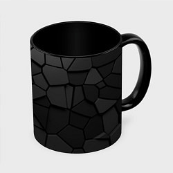 Кружка 3D Черные стальные плиты, цвет: 3D-белый + черный