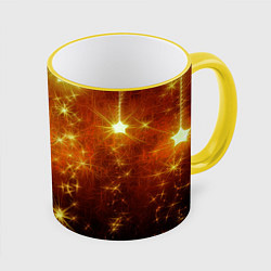 Кружка 3D Золотистае звёзды, цвет: 3D-желтый кант