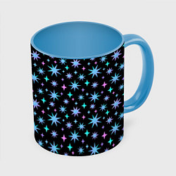 Кружка 3D Зимние цветные звезды, цвет: 3D-белый + небесно-голубой