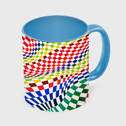 Кружка 3D Разноцветная оптическая иллюзия, цвет: 3D-белый + небесно-голубой