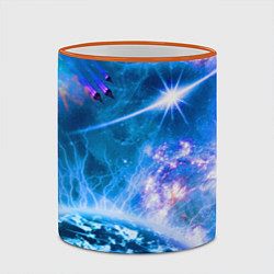 Кружка 3D Космос - планета и яркая звезда, цвет: 3D-оранжевый кант — фото 2