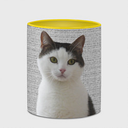 Кружка 3D Задумчивый котик, цвет: 3D-белый + желтый — фото 2