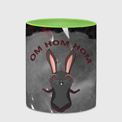 Кружка 3D Черный кролик ом ном ном, цвет: 3D-белый + светло-зеленый — фото 2