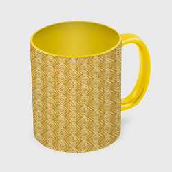 Кружка 3D Ромб штрихованный, цвет: 3D-белый + желтый