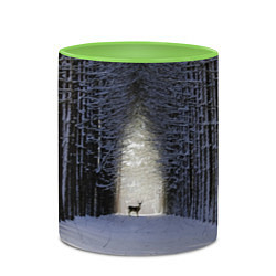 Кружка 3D Олень в зимнем лесу, цвет: 3D-белый + светло-зеленый — фото 2