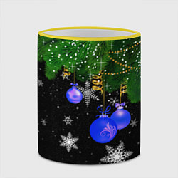 Кружка 3D Новогодние шарики, цвет: 3D-желтый кант — фото 2