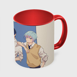 Кружка 3D Ёити Исаги с друзьями, цвет: 3D-белый + красный