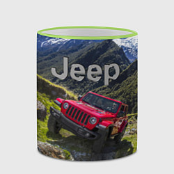 Кружка 3D Chrysler Jeep Wrangler Rubicon - горы, цвет: 3D-светло-зеленый кант — фото 2