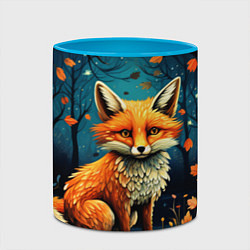 Кружка 3D Лиса в Folk Art стиле, цвет: 3D-белый + небесно-голубой — фото 2