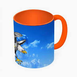 Кружка 3D Орел в облаках разглядел добычу, цвет: 3D-белый + оранжевый
