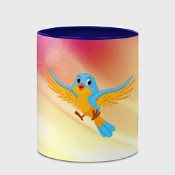 Кружка 3D Полет мультяшной птицы, цвет: 3D-белый + синий — фото 2