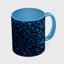 Кружка 3D Неоновый синий блеск на черном фоне, цвет: 3D-белый + небесно-голубой