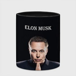 Кружка 3D Илон Маск, портрет на черном фоне, цвет: 3D-белый + черный — фото 2
