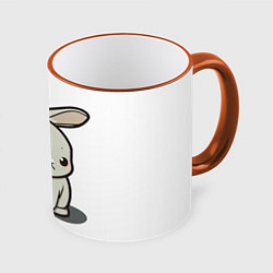 Кружка 3D Грустный зайчик, цвет: 3D-оранжевый кант