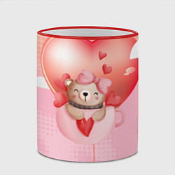 Кружка 3D Мишка в чашке с сердечком, цвет: 3D-красный кант — фото 2
