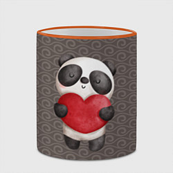 Кружка 3D Панда с сердечком, цвет: 3D-оранжевый кант — фото 2