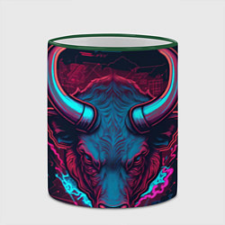 Кружка 3D Неоновый бык, цвет: 3D-зеленый кант — фото 2
