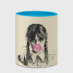 Кружка 3D Wednesday bubble gum, цвет: 3D-белый + небесно-голубой — фото 2