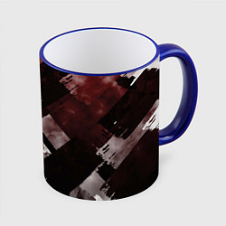 Кружка 3D Красные и чёрные полосы, цвет: 3D-синий кант